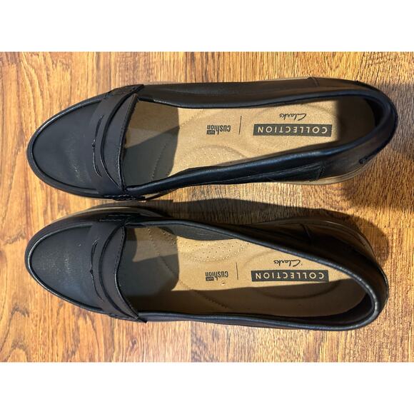 Clarks Women's Raise Eletta Leather Penny Loafer Black Size 9.5M Everyday Chic - Picture 9 of 9